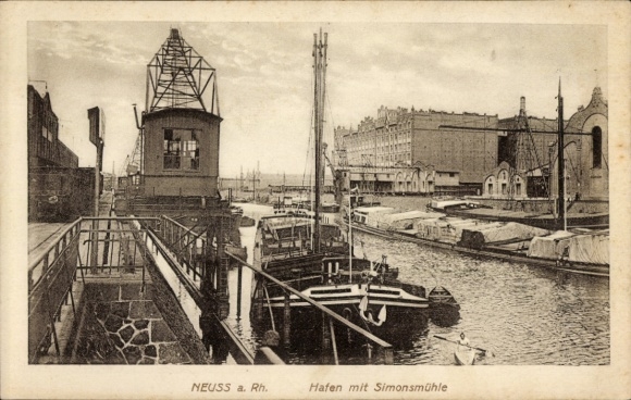 Postcard Neuss am Rhein, Hafen, Simonsmühle