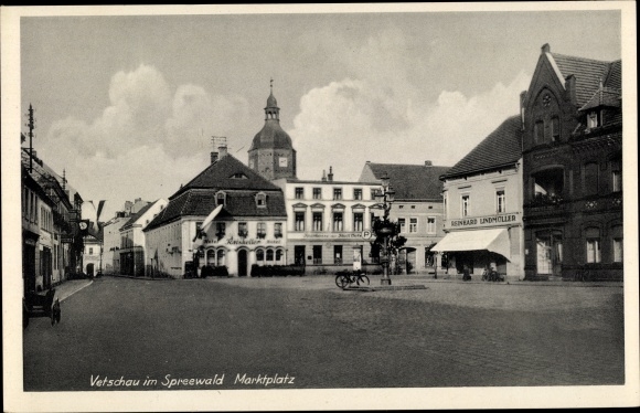 PC Vetschau in the Spreewald, view of the market square, Reinhard Lindmüller shop