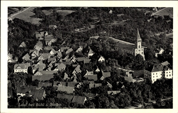 Postcard Lauf near Bühl in Baden, aerial photograph of the town and surroundings