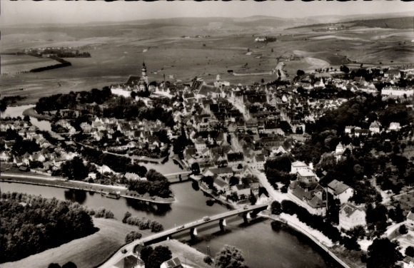 Postcard Donauwörth in Swabia Bavaria, aerial photograph
