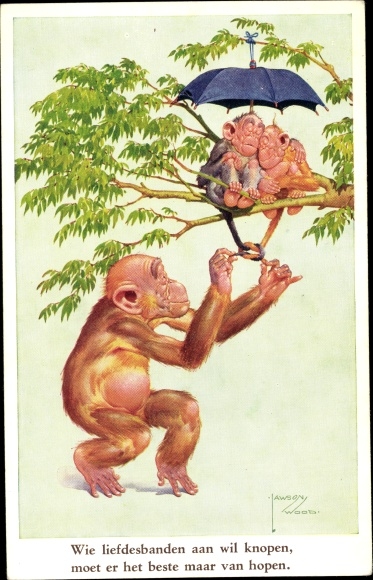 Artist Postcard Wood, Lawson, Monkey Knots Tails
