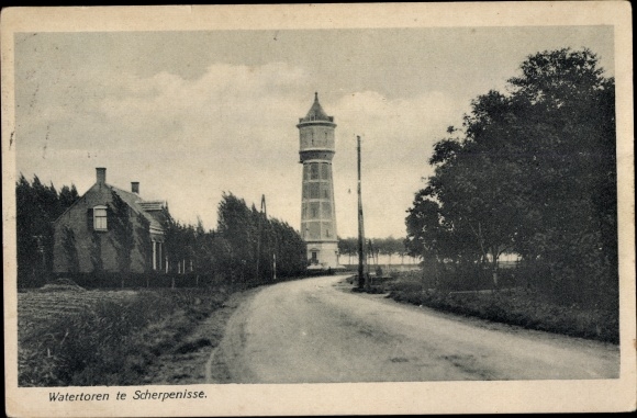 Postcard Scherpenisse Zeeland, Water Tower