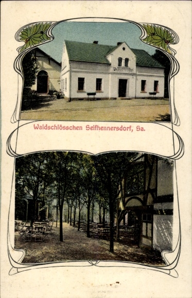 Art Nouveau building Seifhennersdorf in Saxony, Waldschlösschen, garden