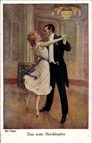 Artist Postcard Fisher, Bill, The First Heartbeat, Dancing Couple