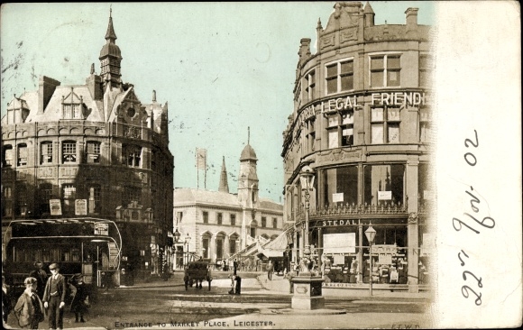 Postcard Leicester East Midlands England, Entrance to Market Place