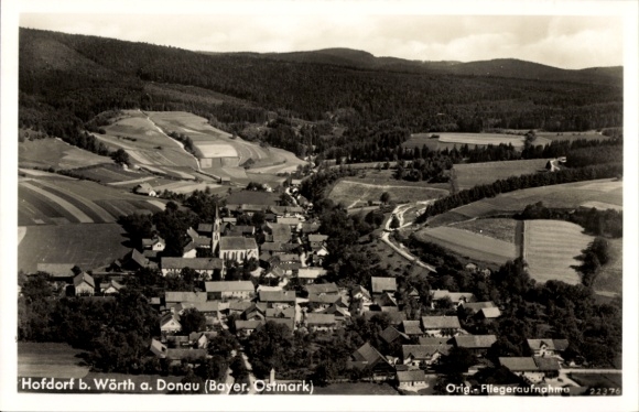 Postcard Hofdorf Wörth an der Donau Upper Palatinate Bavaria, aerial photograph