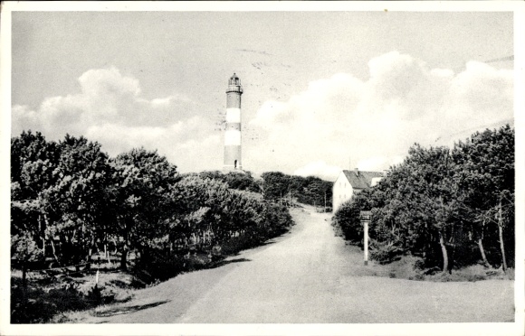 Postcard Island Amrum North Frisia, lighthouse, sandbank, road, building, trees