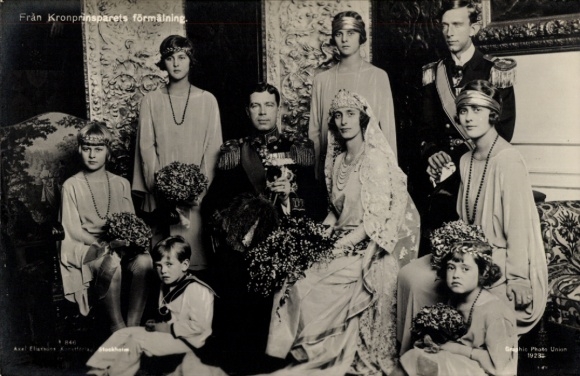 Ak Kronprinz Gustav Adolf von Schweden, Kronprinzessin Louise, Hochzeit