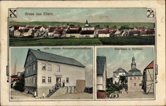 PC Ellern im Hunsrück, vicarage, town hall, grocery store, total view