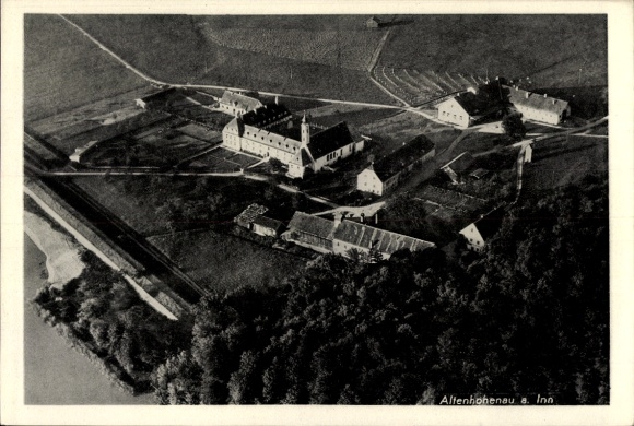 Postcard Altenhohenau Griesstätt in Upper Bavaria, brewery, restaurant, aerial photograph