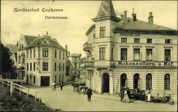 PC Cuxhaven in Lower Saxony, Deichstrasse, Hotel Hohenzollern Hof, owner Otto Stahn, Ostermann&#39;s Hotel