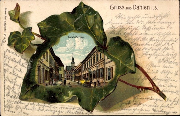 Efeublatt Litho Dahlen in Sachsen, Bahnhofstraße