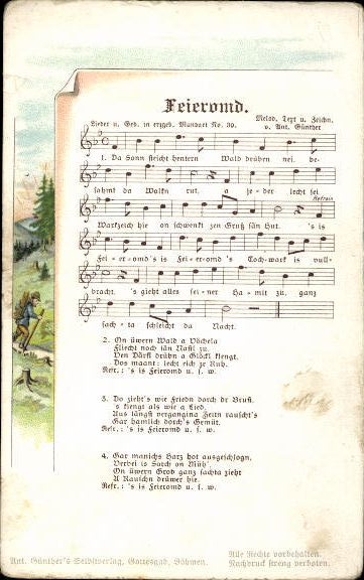 30 individual song cards, Anton Günther