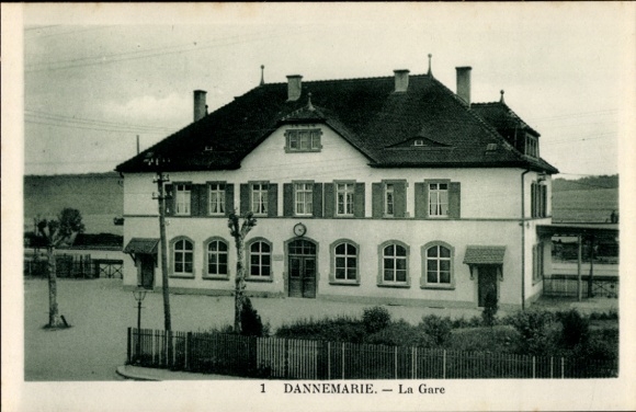 Postcard Dannemarie Dammerkirch Alsace Haut Rhin, train station