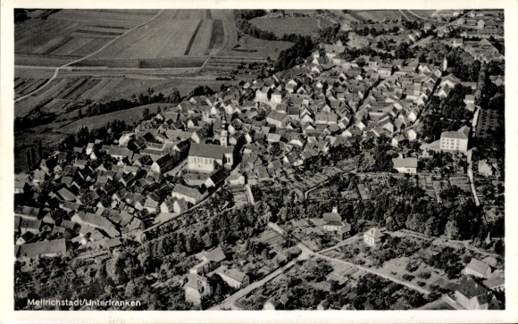 Postcard Mellrichstadt in Lower Franconia, aerial photograph