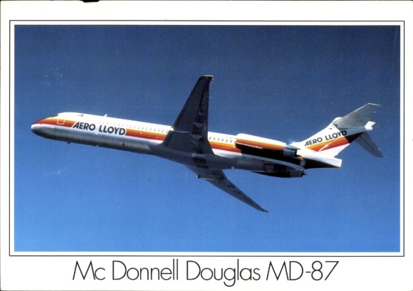 Postcard passenger aircraft Aero Lloyd, Mc Donnell Douglas MD 87