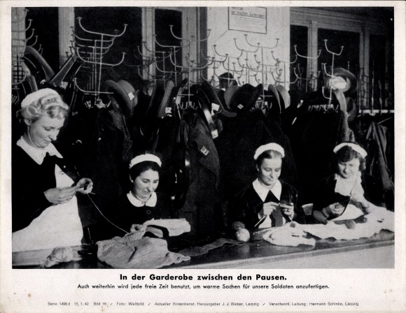 Photo In the dressing room between breaks, women knit and sew