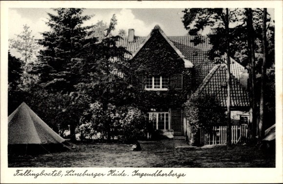 Ak Bad Fallingbostel im Heidekreis, Teilansicht der Jugendherberge, Zelt