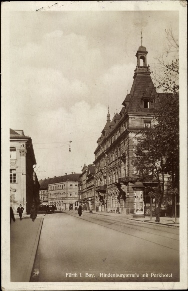 Ak Fürth in Mittelfranken Bayern, Hindenburgstraße, Parkhotel