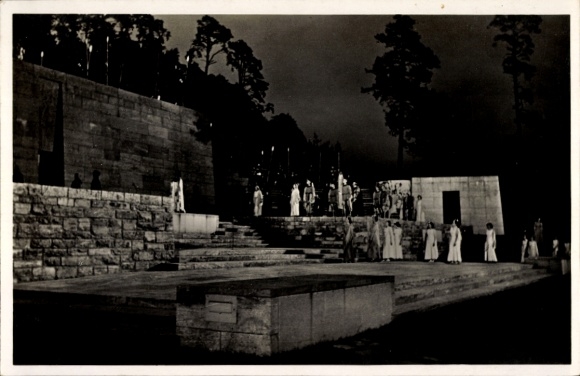 Ak Berlin Charlottenburg Westend, Reichssportfeld, Dietrich Eckardt Bühne, Einzug des Herakles