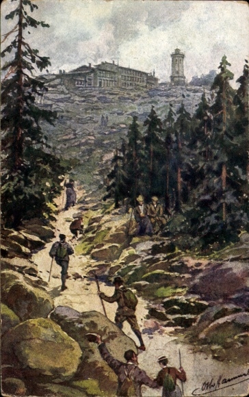Kunstenaar Ak Hammel, Otto, Brocken in de Harz, Beklimming van het Brockenhotel
