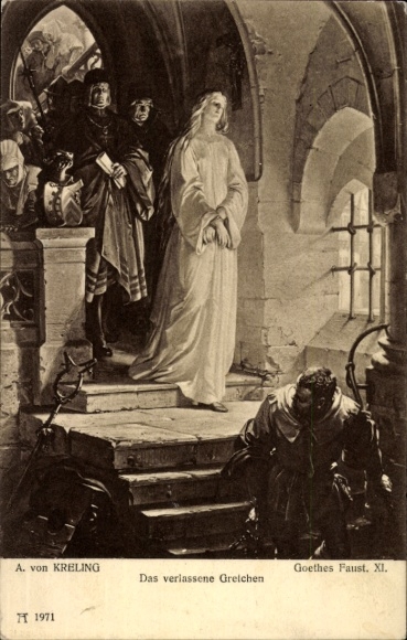 Postcard Ort Kochel am See Upper Bavaria, A. von KRELING, Goethe's Faust, XI., The Abandoned Gretchen, ...