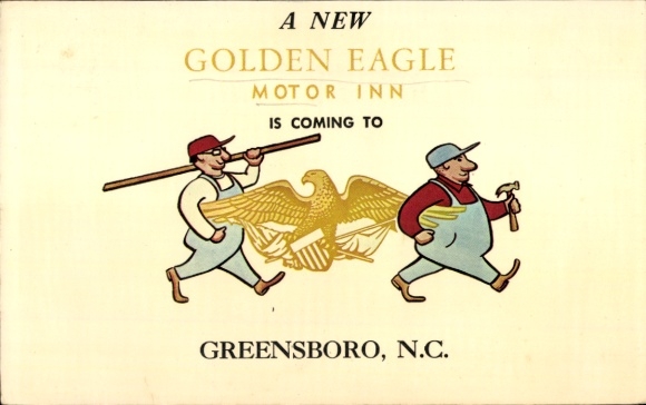 Briefkaart Greensboro Noord-Carolina de VS, Nieuw Golden Eagle, Motor Inn