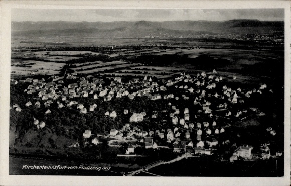 Postcard Kirchentellinsfurt in Württemberg, aerial photograph