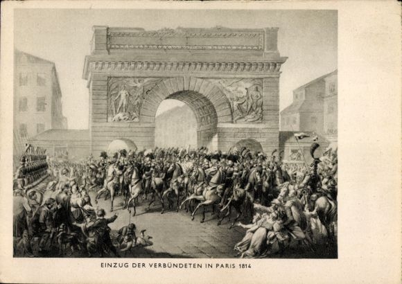 Postcard Paris, entry of the allies in 1814