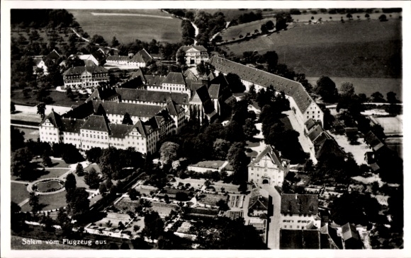 Postcard Salem in the Bodenseekreis Baden, Imperial Abbey, aerial photograph