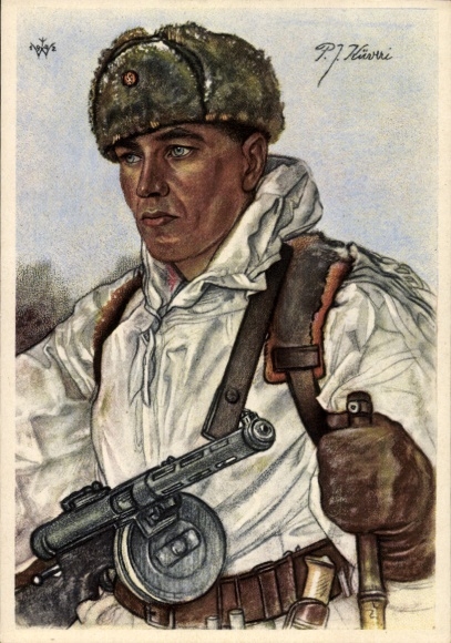 Artist Postcard Willrich, Wolfgang, successful Finnish scout troop leader PJ Kueveri, VDA G 72