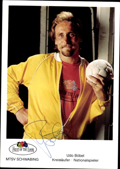 Postcard handball player Udo Böbel, autograph