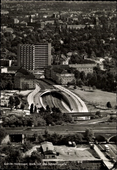 Ak Berlin Wilmersdorf Halensee, Blick auf die Schnellstraße