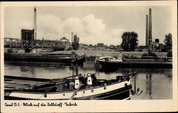 Postcard Koźle Cosel Upper Silesia, view of the pulp mill