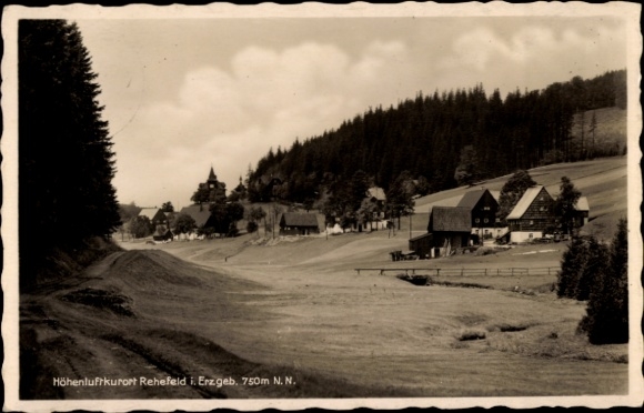 Postcard Rehefeld Zaunhaus Altenberg in the Ore Mountains, mountain health resort, Ore Mountains, landscape, building, W