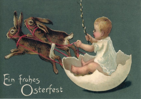 Set aus 7 Grusskarten Ostern (neu) - Osterhasen, Engel, Lamm, Küken, Osterei