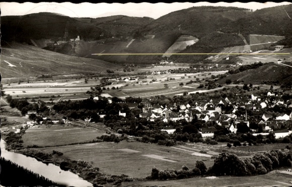 Ak Mülheim an der Mosel, Ortspartie, Moselschleife, Burg Landshut