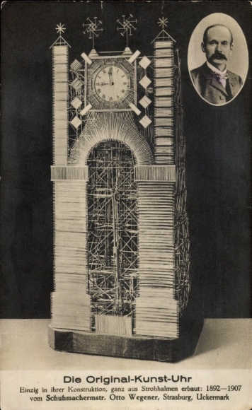 Postcard Strasburg in der Uckermark, Original Art Clock, portrait Otto Wegener
