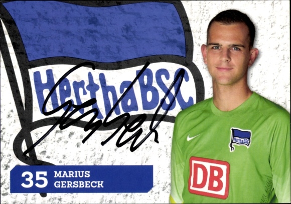 Autogrammkarte Fußballer Marius Gersbeck, Hertha BSC, Autogramm