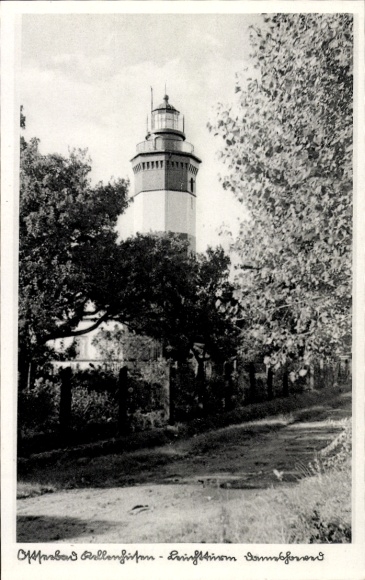 Postcard Ostseebad Kellenhusen in Holstein, lighthouse, Ostseebad Kellenhüssen, surroundings with trees