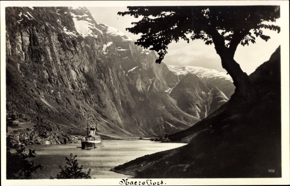 Ak Gudvangen Noorwegen, Nærøfjord, stoomboot