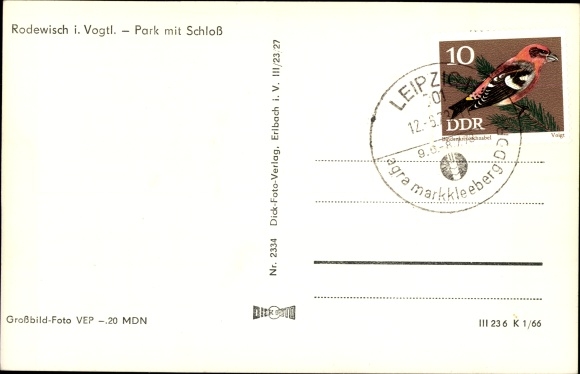 Postcard Rodewisch in Vogtland Saxony, park with castle