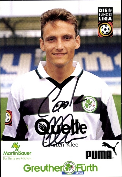 Autograph card footballer Carsten Klee, SpVgg Greuther Fürth, autograph