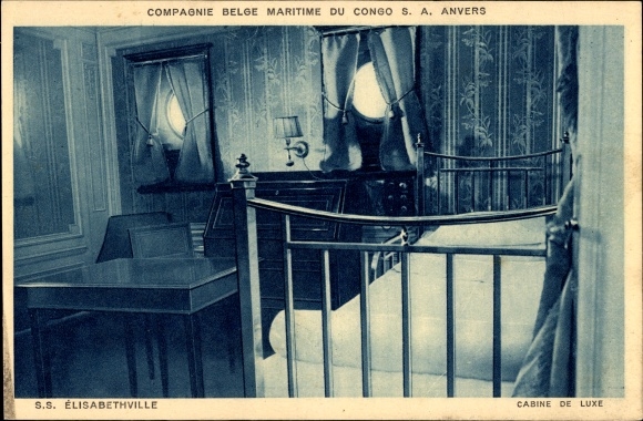 Ak Liner SS Elisabethville, luxe cabine, Belgian Line