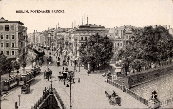 Ak Berlin Tiergarten, Potsdamer Brücke, Verkehr