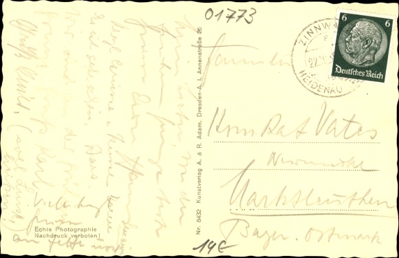 Postcard Zinnwald Georgenfeld Altenberg in the Erzgebirge, German Zollmat at the border