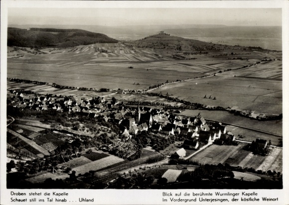 Ak Unterjesingen Tübingen am Neckar, Kapelle, Wurmlinger Kapelle,  Weinort, Blick ins Tal