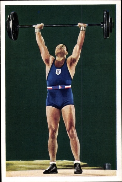 Collection picture Olympia 1936, weight lifter Louis Hostin, Mühlen Franck coffee additive