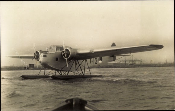 Postcard Fokker T 4 W, seaplane, Dutch military aircraft