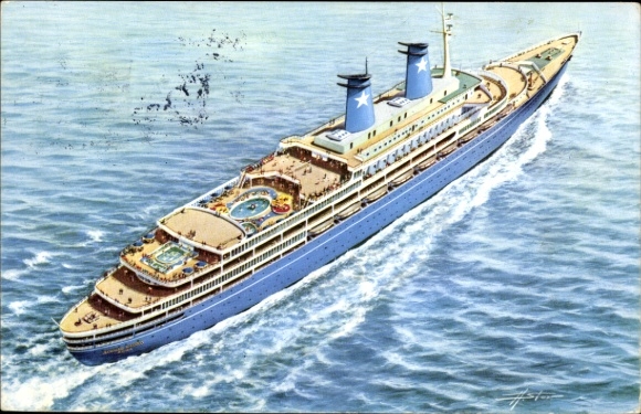 Kunstenaar Ak Stor, H., passagiersschip MS Achille Lauro, Lauro Lines